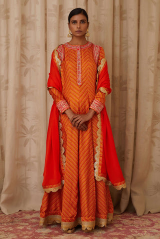 Shyam Narayan Prasad-Orange Embroidered Anarkali Set-INDIASPOPUP.COM