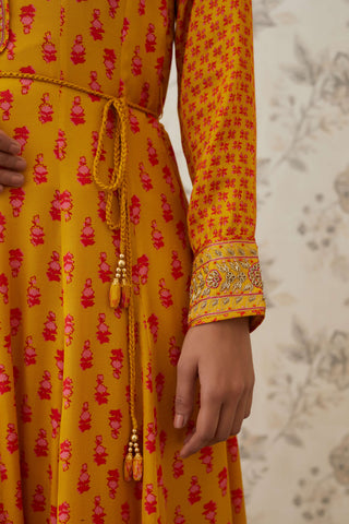 Shyam Narayan Prasad-Orange Embroidered Anarkali Set-INDIASPOPUP.COM