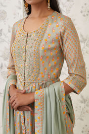 Shyam Narayan Prasad-Green Embroidered Anarkali Set-INDIASPOPUP.COM