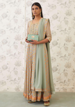 Shyam Narayan Prasad-Green Embroidered Anarkali Set-INDIASPOPUP.COM