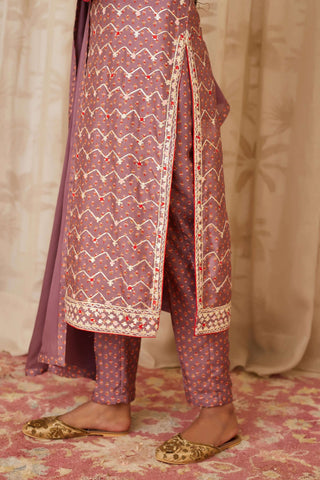 Shyam Narayan Prasad-Purple Embroidered Kurta Set-INDIASPOPUP.COM