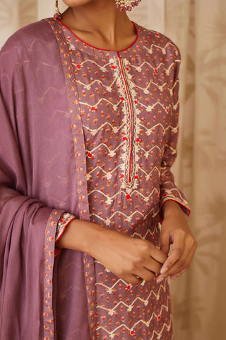 Shyam Narayan Prasad-Purple Embroidered Kurta Set-INDIASPOPUP.COM