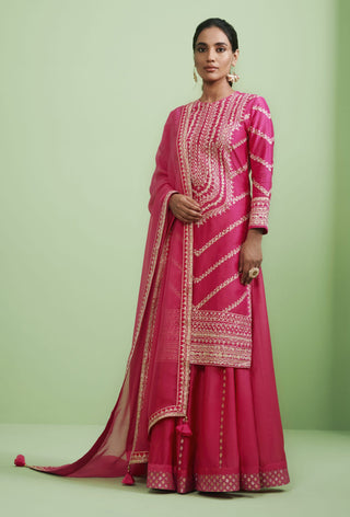 Shyam Narayan Prasad-Pink Gota Embroidered Sharara Set-INDIASPOPUP.COM