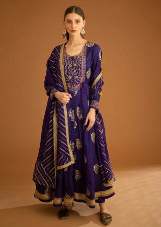Shyam Narayan Prasad-Purple Zardozi Embroidered Anarkali Set-INDIASPOPUP.COM