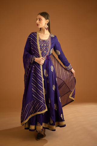 Shyam Narayan Prasad-Purple Zardozi Embroidered Anarkali Set-INDIASPOPUP.COM