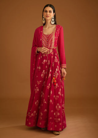 Shyam Narayan Prasad-Pink Zardozi Embroidered Anarkali Set-INDIASPOPUP.COM