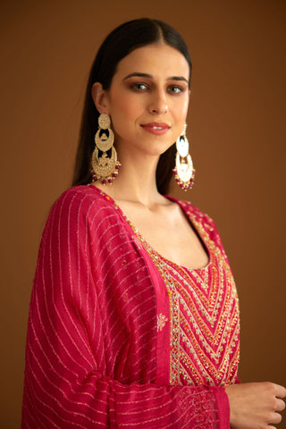 Shyam Narayan Prasad-Pink Zardozi Embroidered Anarkali Set-INDIASPOPUP.COM