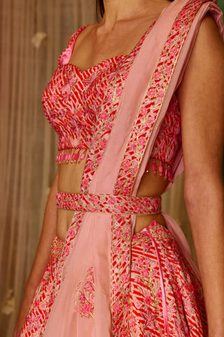 Shyam Narayan Prasad-Bright Pink Gota Embroidered Lehenga Set-INDIASPOPUP.COM