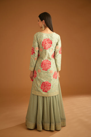 Shyam Narayan Prasad-Smoke Blue Embroidered Sharara Set-INDIASPOPUP.COM