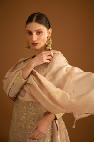 Shyam Narayan Prasad-Neutral Embroidered Sharara Set-INDIASPOPUP.COM