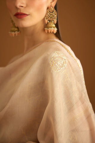 Shyam Narayan Prasad-Neutral Embroidered Sharara Set-INDIASPOPUP.COM