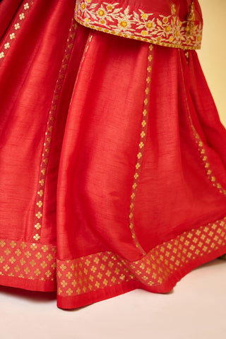 Shyam Narayan Prasad-Spicy Orange Embroidered Angrakha And Skirt Set-INDIASPOPUP.COM