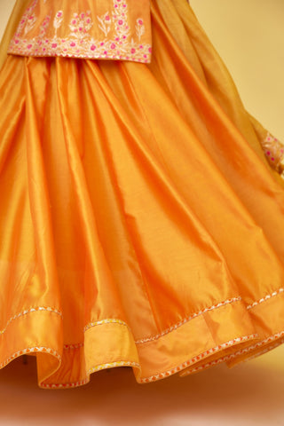 Shyam Narayan Prasad-Saffron Orange Kurti And Skirt Set-INDIASPOPUP.COM