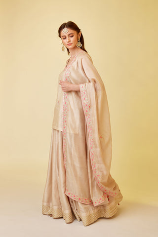 Shyam Narayan Prasad-Angora White Embroidered Kurti And Skirt Set-INDIASPOPUP.COM