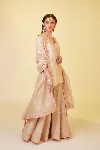 Shyam Narayan Prasad-Angora White Embroidered Sharara Set-INDIASPOPUP.COM