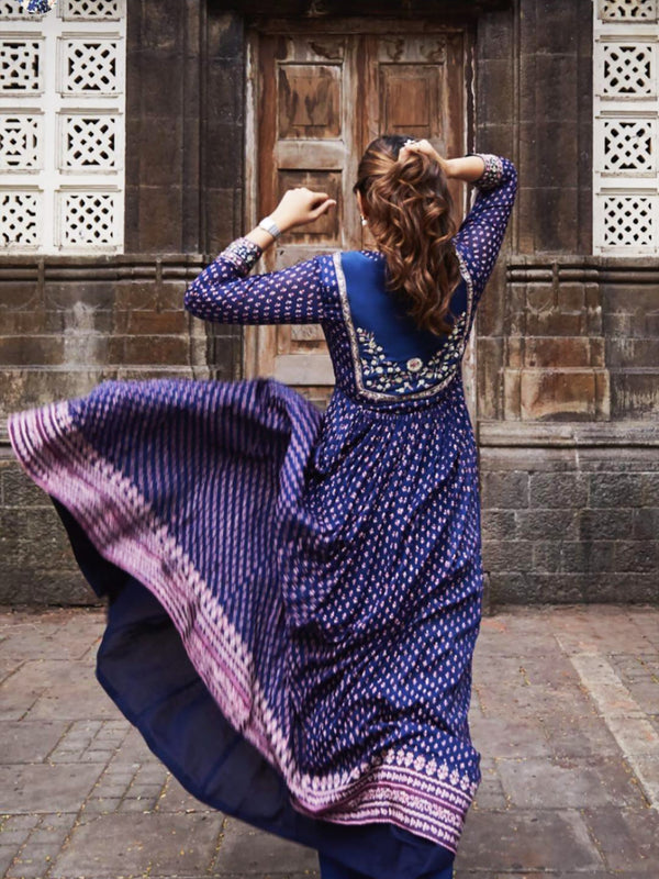 Navy Blue Anarkali Set
