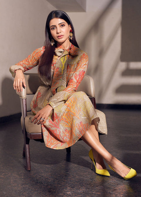 Beige Printed Dress