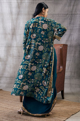 Soup By Sougat Paul-Mehr Green Printed Drape Skirt And Jacket Set-INDIASPOPUP.COM