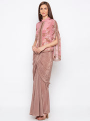 Soup By Sougat Paul - Pink Drape Skirt With Jacket - INDIASPOPUP.COM