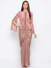 Soup By Sougat Paul - Pink Drape Skirt With Jacket - INDIASPOPUP.COM