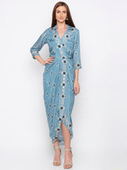 Soup By Sougat Paul - Powder Blue Wrap Dress - INDIASPOPUP.COM