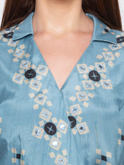 Soup By Sougat Paul - Powder Blue Wrap Dress - INDIASPOPUP.COM