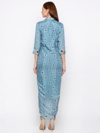 Soup By Sougat Paul - Powder Blue Wrap Dress - INDIASPOPUP.COM