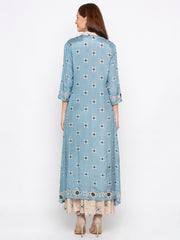 Soup By Sougat Paul - Powder Blue & Beige Dress With Jacket - INDIASPOPUP.COM