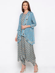Soup By Sougat Paul - Powder Blue Jumpsuit With Jacket - INDIASPOPUP.COM