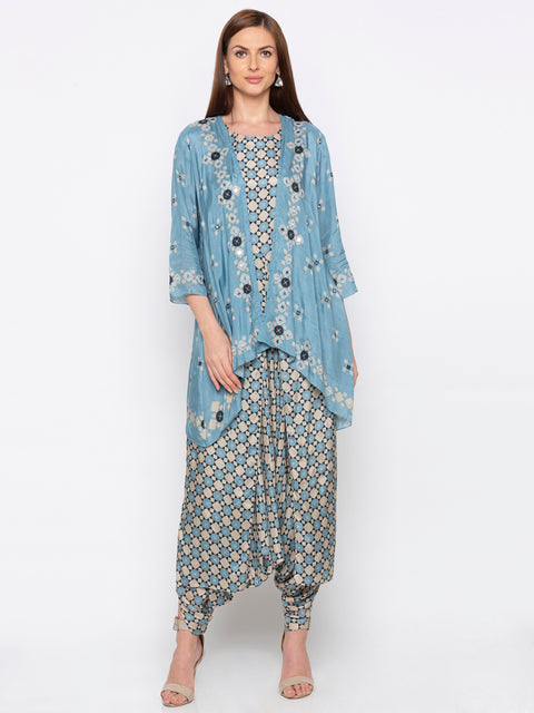 Soup By Sougat Paul - Powder Blue Jumpsuit With Jacket - INDIASPOPUP.COM
