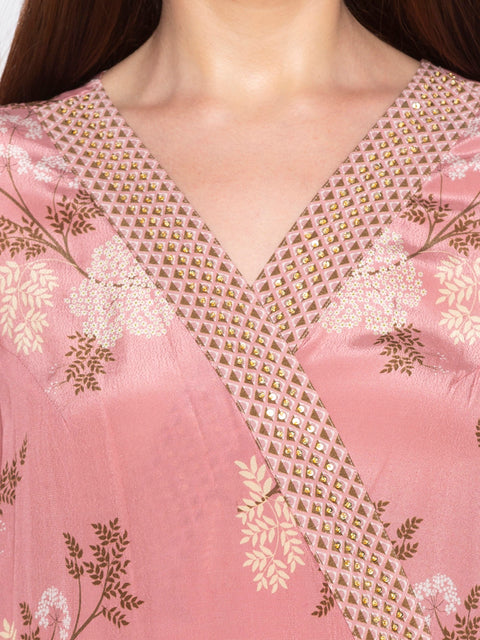 Soup By Sougat Paul - Pink Top With Palazzo - INDIASPOPUP.COM