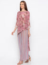 Soup By Sougat Paul - Pink & Blue Top With Palazzo - INDIASPOPUP.COM