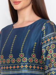 Soup By Sougat Paul - Blue & Green Anarkali Dress - INDIASPOPUP.COM
