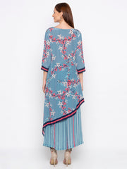 Soup By Sougat Paul - Blue & Pink Top With Palazzo - INDIASPOPUP.COM