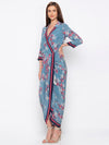 Soup By Sougat Paul - Blue & Pink Wrap Dress - INDIASPOPUP.COM