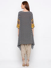 Soup By Sougat Paul - Navy Blue & Yellow Top With Dhoti - INDIASPOPUP.COM