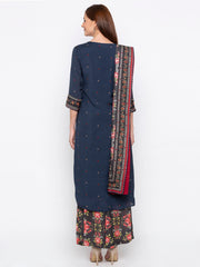 Soup By Sougat Paul - Blue & Red Kurta & Palazzo - INDIASPOPUP.COM