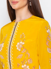 Soup By Sougat Paul - Yellow Jacket With Drape Skirt - INDIASPOPUP.COM