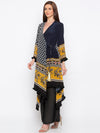 Soup By Sougat Paul - Navy Blue & Yellow Kurta With Black Pants - INDIASPOPUP.COM