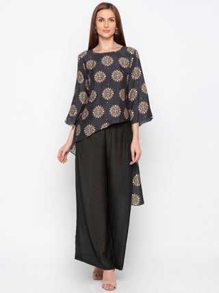 Soup By Sougat Paul - Black & Beige Top With Pants - INDIASPOPUP.COM