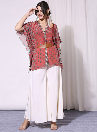 Soup By Sougat Paul-Printed Kaftan Top With Flared Pants-INDIASPOPUP.COM