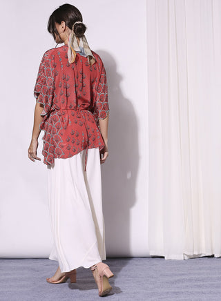 Soup By Sougat Paul-Printed Kaftan Top With Flared Pants-INDIASPOPUP.COM