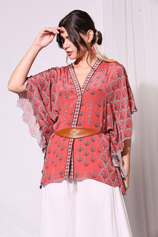 Soup By Sougat Paul-Printed Kaftan Top With Flared Pants-INDIASPOPUP.COM