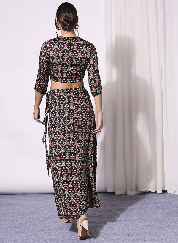 Soup By Sougat Paul-Black Printed Crop Top With Pants And Jacket-INDIASPOPUP.COM
