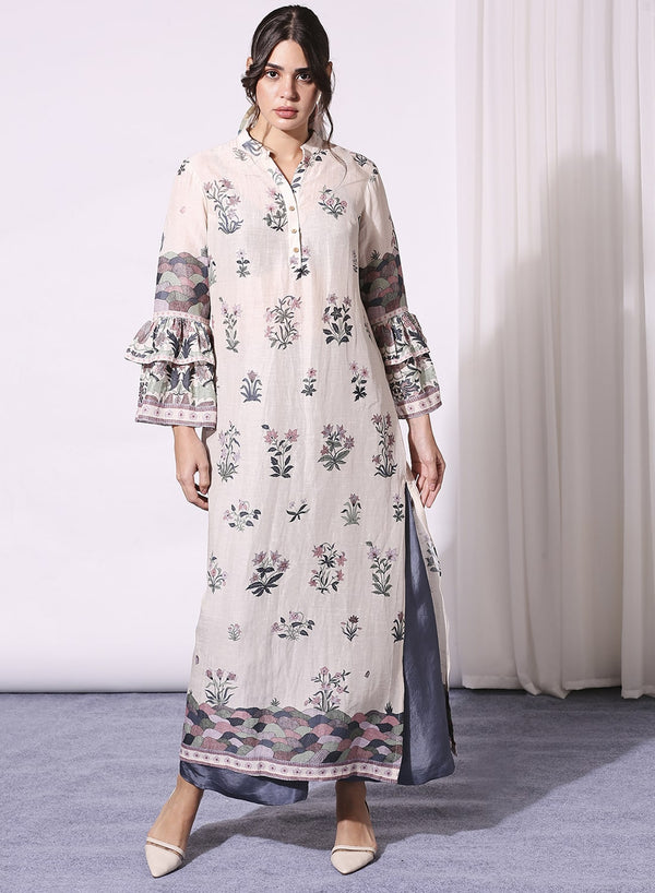 Soup By Sougat Paul-Off-White Printed Tunic With Pants-INDIASPOPUP.COM