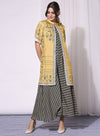 Soup By Sougat Paul-Black A-Line Dress With Mustard Jacket-INDIASPOPUP.COM