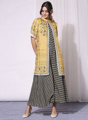 Soup By Sougat Paul-Black A-Line Dress With Mustard Jacket-INDIASPOPUP.COM