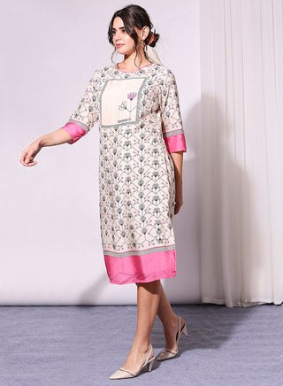 Soup By Sougat Paul-Pink Printed Dress-INDIASPOPUP.COM