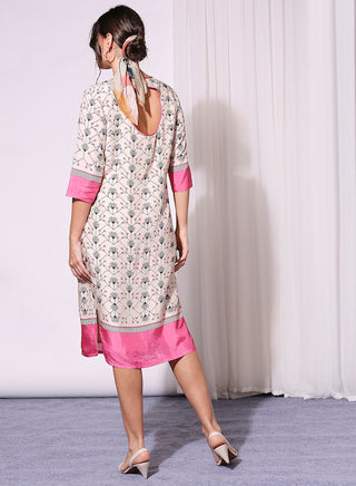 Soup By Sougat Paul-Pink Printed Dress-INDIASPOPUP.COM