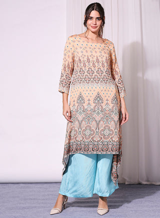 Soup By Sougat Paul-Coral Printed Tunic With Pant-INDIASPOPUP.COM